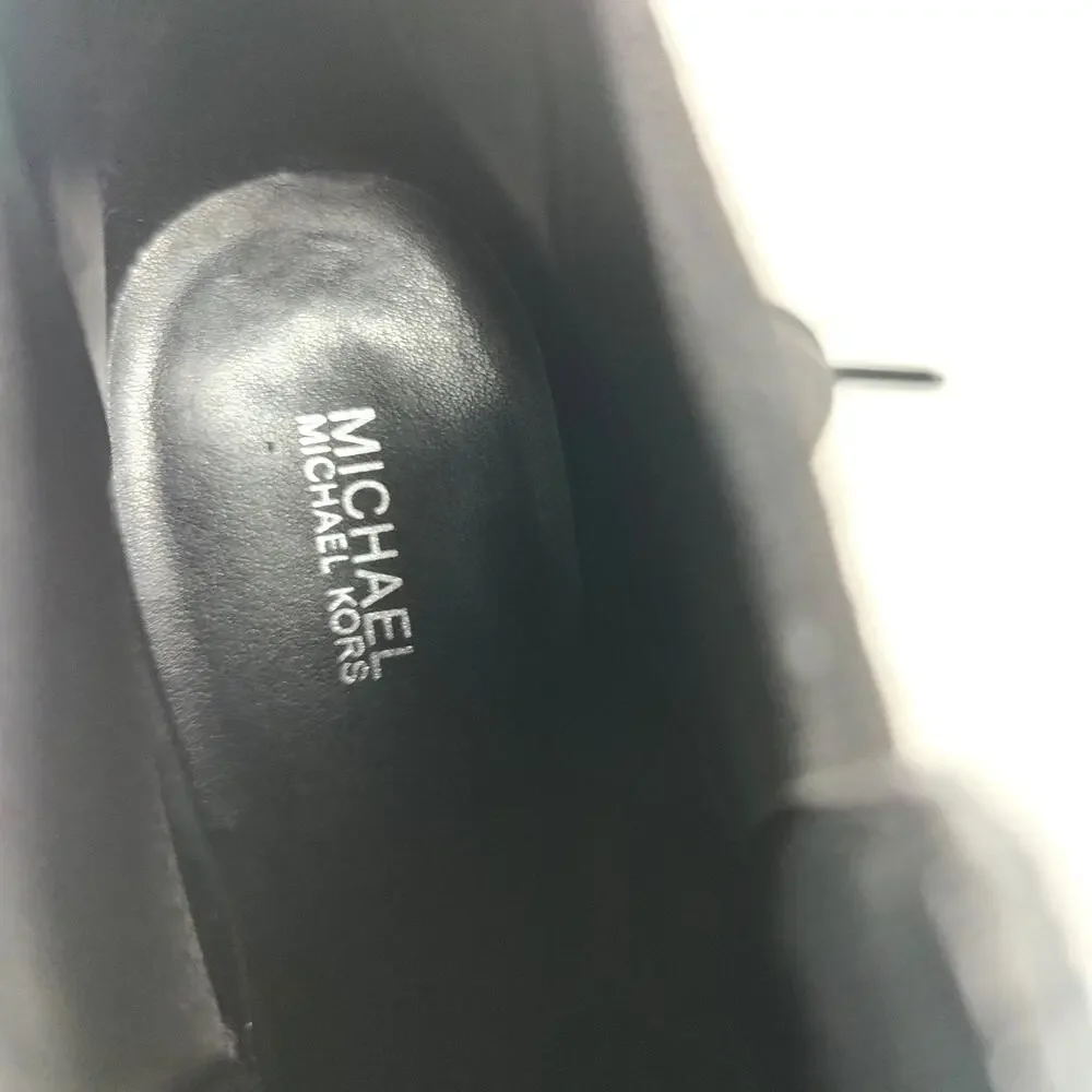 Michael Kors Black Suede Leather Chelsea Ankle Booties Block Heel Size 7